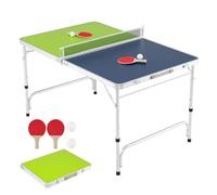 COSTWAY Table de Ping-Pong Pliable 120 x 76 cm, Set Mini Tennis Table Peu Encombrante avec Filet 2 Raquettes 2 Balles Hauteur Réglable 3 Niveaux, Cadre en Aluminium, pour Extérieur Intérieur