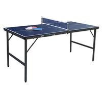COSTWAY Table de Ping-Pong Pliable 152,5 x 76 cm, Pré-Assemblée (Bleu+Noir)
