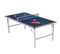 COSTWAY Table de Ping-Pong Pliable 152,5 x 76 cm, Set Table de Tennis Portable Pré-Assemblée avec Filet 2 Raquettes Balles, Ensemble de Jeu Familial Économiseur d'Espace Intérieur Extérieur