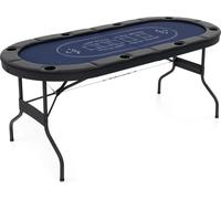 COSTWAY Table de poker pliante pour 8 joueurs, table de jeu avec porte-boissons et accoudoir rembourré, table de poker de casino pour blackjack, Texas Hold'em