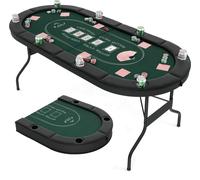 COSTWAY Table de poker pliante pour 8 joueurs, table de jeu avec porte-boissons et accoudoir rembourré, table de poker de casino pour blackjack, Texas Hold'em