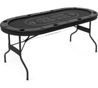COSTWAY Table de poker pliante pour 8 joueurs, table de jeu avec porte-boissons et accoudoir rembourré, table de poker de casino pour blackjack, Texas Hold'em
