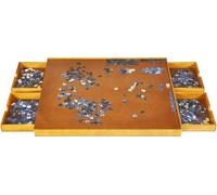 COSTWAY Table de puzzle avec 4 tiroirs, plateau de puzzle pour jusqu'à 1000-1500 pièces de puzzle, Puzzle Board bois, plateau de puzzle avec surface de travail plane, 80 x 65 cm