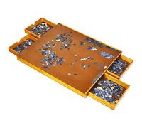 COSTWAY Table de Puzzle Tableau pour 1000 à 1500 PCS de Puzzle 80 x 65 cm avec 4 Tiroirs Coulissants Latéral en Bois