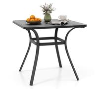 COSTWAY Table de Salle à Manger de Patio en Métal 80 x 80 CM, Table d'Appoint Carrée avec 4 Pieds Incurvés, Table d'Extérieur pour 4 Personnes, pour Cour Jardin Bord de Piscine, Gris