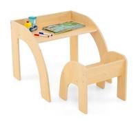 COSTWAY Table Enfant avec Chaise & Grand Plateau, Table d'Activité pour Lire, Manger et Jouer, Charge 25/70kg pour Enfant de 3 Ans+