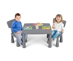 COSTWAY Table Enfant avec Chaises & Dossier Ergonomique, Table et 2 Chaises Enfant en PP avec Coins Arrondis, Hauteur Scientifique pour Manger Dessiner Écrire, Charge 50kg pour 1-7 Ans (Gris)
