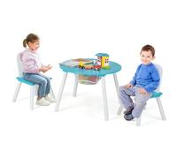 COSTWAY Table Enfant et 2 Chaises avec Sac de Rangment en Maille, Table d'Activités en MDF & Pieds en Pin avec Dossier Ergonomique pour Jouer Lire Manger, Charge 50kg pour 3-7 Ans(Vert)