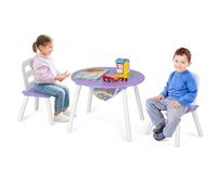 COSTWAY Table Enfant et 2 Chaises avec Sac de Rangment en Maille, Table d'Activités en MDF & Pieds en Pin avec Dossier Ergonomique pour Jouer Lire Manger, Charge 50kg pour 3-7 Ans(Violet)