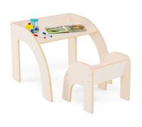 COSTWAY Table et Chaise d'Activité pour Enfants 3+ Ans avec Grand Plateau, Bords Arrondis pour Crèche, Salle de Jeu, Blanc