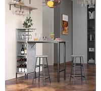 COSTWAY Table Haute Cuisine avec Tabouret, Mange Debout Industriel avec Porte-Verre Porte-Bouteilles, Table Bar avec Tabouret 2 Personnes Compact pour Cuisine Salle à Manger Salon Bistro