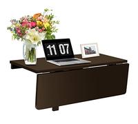 COSTWAY Table Murale Rabattable en Bois de Pin Double Plateaux Table de Cuisin Pliable 80 x 60 x 43 cm (Café)