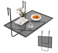 COSTWAY Table Pliante Suspendu pour Balcon en Métal, Compatible avec des Balustrades Jusqu'à 6CM d'Épais pour Patio Jardin Terrasse
