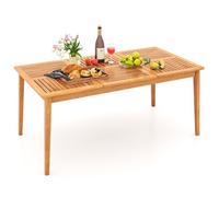 COSTWAY Table Rectangulaire de Jardin 170x90 cm, FSC en Bois d'Acacia, Trou pour Parasol 5cm, Table de Salle à Manger d'Extérieur