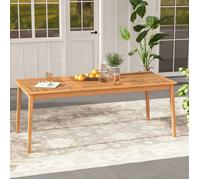 COSTWAY Table Rectangulaire de Jardin 200x90cm, FSC en Bois d'Acacia, Trou pour Parasol 5cm, Table de Salle à Manger d'Extérieur