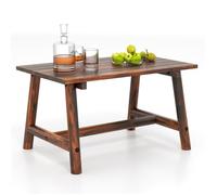 COSTWAY Table Rectangulaire de Jardin Extérieur en Bois Massif, Plateau à Lattes, pour Patio Balcon Salon, Charge 125 kg, Marron