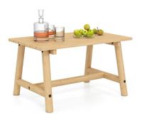 COSTWAY Table Rectangulaire de Jardin Extérieur en Bois Massif, Plateau à Lattes, pour Patio Balcon Salon, Charge 125 kg, Naturel