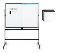 Costway Tableau Blanc Magnétique 120 X 90 Cm Double Face Réversible Effaçable À Sec 2 Hauteur Réglable 4 Roulettes Mobile Noir