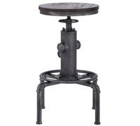 COSTWAY Tabouret Bar Industriel, Chaise de Bar en Métal, Siège Pivotante en Pin, Hauteur Réglable 60-75cm, Chaise Haute Bar pour Café, Pub, Cuisine, Charge 150 Kg