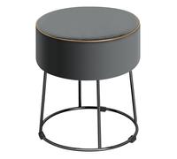 COSTWAY Tabouret Coiffeuse Rond en Velours, Pouf Tabouret, Base en Métal, pour Salon, Chambre, Entrée, 35 × 35 × 41 cm, Gris