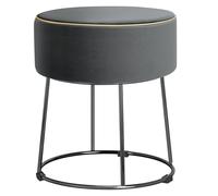 COSTWAY Tabouret Coiffeuse Rond, Pouf Coiffeuse en Velours Rembourré, Pouf Tabouret, Base en Métal, Coussinets Antidérapants, pour Salon, Chambre, Entrée, 35 × 35 × 41 cm (Gris)