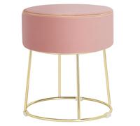 COSTWAY Tabouret Coiffeuse Rond, Pouf Coiffeuse en Velours Rembourré, Pouf Tabouret, Base en Métal, Coussinets Antidérapants, pour Salon, Chambre, Entrée, 35 × 35 × 41 cm (Rose)
