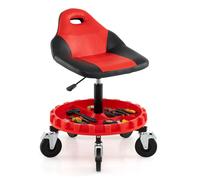 COSTWAY Tabouret d'Atelier avec 5 Roulettes, Plateau Porte-Outils, Siège Pneumatique, Hauteur Réglable de 71 à 83 cm, Charge 150kg