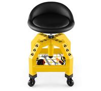 COSTWAY Tabouret d'Atelier Roulant Réglable avec Plateau à Outils 4 Roues Universelles Charge 150 kg, pour Garage Atelier, Jaune