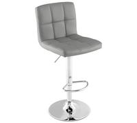 COSTWAY Tabouret de Bar, Chaise Bar Pivotante, Hauteur Réglable 65-85 cm, Chaise Bar Cuisine en PU, Repose-Pieds, Cadre en Métal Galvanisé, Siège Rembouré avec Dossier (Gris,1)