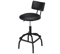 COSTWAY Tabouret de Bar en Cuir, Chaise de Bar avec Dossier Rembourré, Chaise Haute avec Repose-Pieds, Pivotant sur 360°, Hauteur Réglable (62-73CM), pour Bars, Cuisines et Cafés, Noir