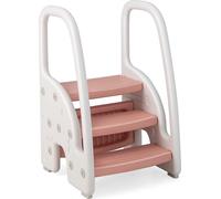 COSTWAY Tabouret marchepied 3 marches pour enfants, Tabouret marchepied réglable en hauteur avec marche supérieure amovible & coussin de pied antidérapant, Tabouret marchepied enfant Tour d'apprentiss
