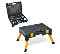 Costway Tabouret Marchepied Pliable 2 En 1 Charge 150kg Marche Large Antidérapant À 12 Compartiments 7 Fentes 41,5 X 31 X 9 Cm Noir Noir