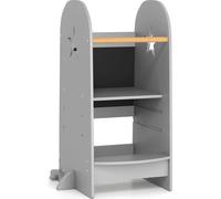 COSTWAY Tabouret marchepied polyvalent pour enfants, tour pour enfants debout avec hauteur réglable, tableau à double face, rampe de sécurité et pieds anti-basculement
