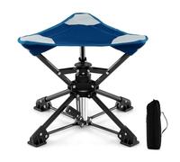 COSTWAY Tabouret Pliant Camping, Chaise de Camping Pivotante à 360°, Pieds Anti-Enfoncement, Sac de Transport, Tabouret Pliable pour Pêche Voyage, Charge 150 kg, 43 x 39 x 37 cm (Bleu Marine)