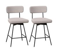 COSTWAY Tabourets de Bar Pivotants Lot de 2, Chaise de Bar Lin avec Repose-Pieds, Hauteur d'Assie 63,5 cm, Chaise Haute Bar Rembourée pour Cuisine, Salle à Manger (Beige)