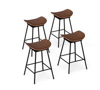COSTWAY Tabourets de Bar Pivotants Lot de 2, Chaise Haute Bar en Similicuir, Siège Rembourée 45 x 36 cm, Repose-Pieds, Tabouret Industriel pour Cuisine, Salle à Manger (Marron,4)