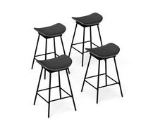 COSTWAY Tabourets de Bar Pivotants Lot de 2, Chaise Haute Bar en Similicuir, Siège Rembourée 45 x 36 cm, Repose-Pieds, Tabouret Industriel pour Cuisine, Salle à Manger (Noir,4)