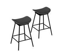 COSTWAY Tabourets de Bar Pivotants Lot de 2, Tabouret de Selle Rembourré en Similicuir, pour Salle à Manger et Bar à Domicile, Noir