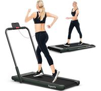 COSTWAY Tapis de course 2 en 1 avec APP & télécommande | Bluetooth | 1-12 km/h | écran LED | support pour téléphone portable | pliable | peut supporter jusqu'à 120 kg Vert