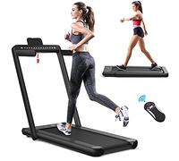 COSTWAY Tapis de Course Electrique Pliable 2 en 1 Vitesse 1-12 km/h, Tapis Roulant Surface 40x100cm avec Double Affichage LED APP et Télécommande Haut-Parleur Bluetooth Charge 120KG (Noir)