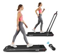 COSTWAY Tapis de Course Pliable Contrôlé APP Motorisé 12 Km/H Ecran LED Haut-parleur Bluetooth Moteur 0,75HP Roues Transport Noir