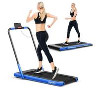 COSTWAY Tapis de Course Roulant Pliable Contrôle APP 1-12 KM-H Moteur 0,75CV Haut-parleur Bluetooth Roue de Transport Écran LED