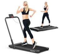 COSTWAY Tapis de Course Roulant Pliable Contrôle APP 1-12 KM-H Moteur 0,75CV Haut-parleur Bluetooth Roue de Transport Écran LED