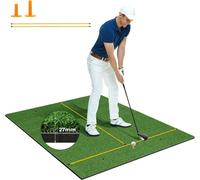 COSTWAY Tapis de départ de golf, tapis d'entraînement de golf avec 2 tees en caoutchouc et 2 barres d'alignement, tapis de golf avec 6 positions de départ, pour l'intérieur et l'extérieur 152 x 117 cm