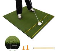 COSTWAY Tapis de golf d'entraînement avec 2 tees en caoutchouc et 2 barres d'alignement, tapis de golf avec 6 positions de départ, pour l'intérieur et l'extérieur 152 x 117 cm