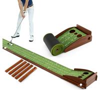 COSTWAY Tapis de golf putting, tapis de golf 3 trous, tapis de practice de retour de voiture avec 3 balles de golf & gazon synthétique, putting trainer indoor outdor pour débutants, professionnels
