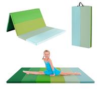 COSTWAY Tapis de Gymnastique Pliable Epais à 3 Panneaux, Matelas d'Entrainement Léger en Mousse et PU avec Poignées de Transport, pour Gymnastes Entraînements Yoga (Vert)