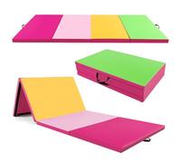 COSTWAY Tapis de Gymnastique Pliable Épais en Mousse/PU | Matelas d'Entraînement avec Poignées, pour Gymnastes et Entraînements Yoga