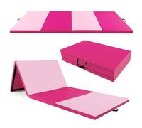 COSTWAY Tapis de Gymnastique Pliable Épais en Mousse/PU | Matelas d'Entraînement avec Poignées, pour Gymnastes et Entraînements Yoga