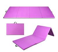 COSTWAY Tapis de Gymnastique Pliable Épais en Mousse/PU | Matelas d'Entraînement avec Poignées, pour Gymnastes et Entraînements Yoga